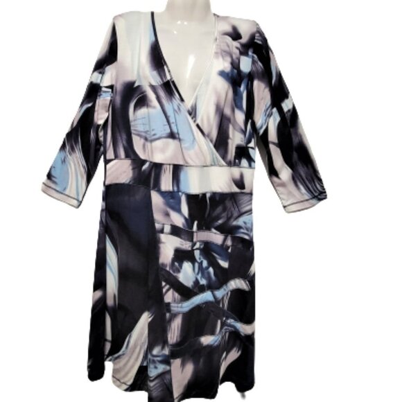 Blue Plus Size Dress Three Quarter Sleeve Dress -  Size L, Size XXL - NEW! - Picture 1 of 16